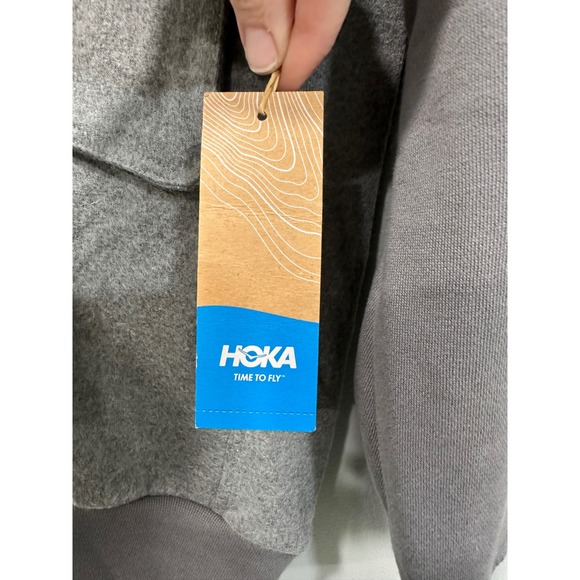 Hoka Utility Wool Hoodie Mens Medium Gray Pullover Hooded‎ Sweatshirt NWT - Picture 3 of 6